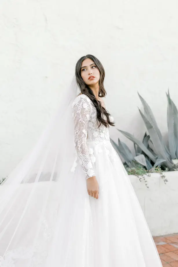 Long sleeves a-line wedding dress by Allure Bridals - Sparrow and Gold Photography