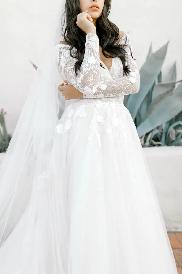 Long sleeves a-line wedding dress by Allure Bridals - Sparrow and Gold Photography