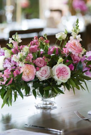 Low pink wedding centerpiece - Photography: 6 of Four