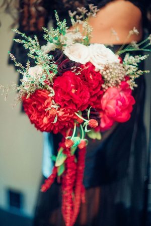 Bold red wedding bouquet - Little Honey Photography