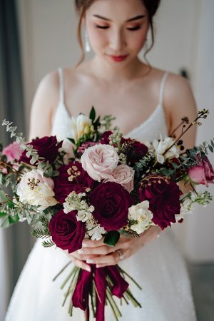 Burgundy and blush Wedding bouquet - Madiow Photography