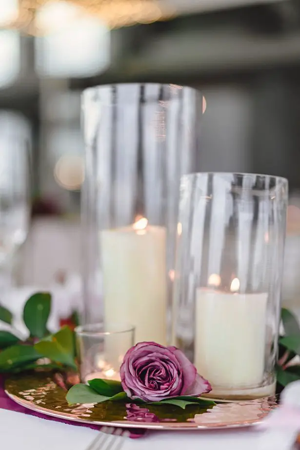 Candle votive wedding reception decor - Madiow Photography