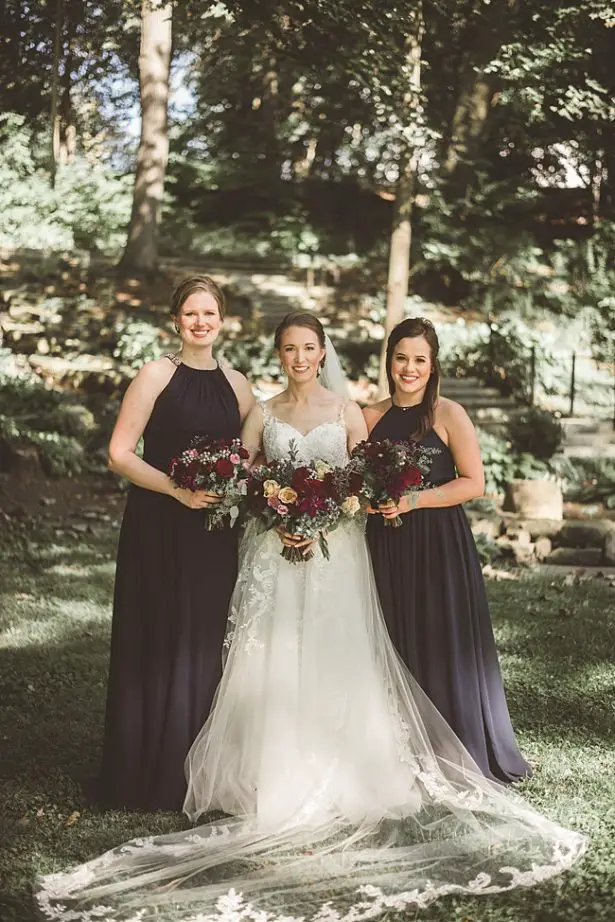 Bride and bridesmaids classic photo with grey bridesmaids dresses - Aileen Elizabeth Photography