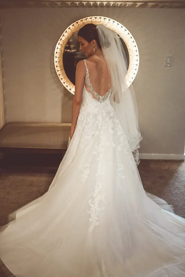 Elegant Fall Wedding bridal portrait with lace wedding dress - Aileen Elizabeth Photography