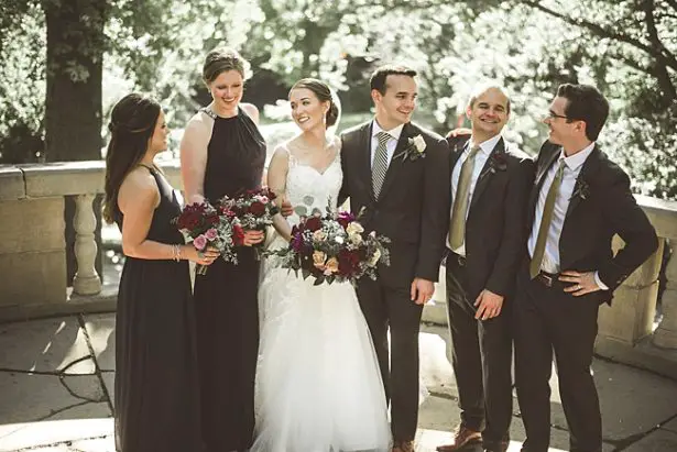 Fun photo of bridal party laughing with bride and groom - Aileen Elizabeth Photography