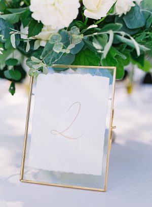 Gold table number for wedding reception- O’Malley Photography