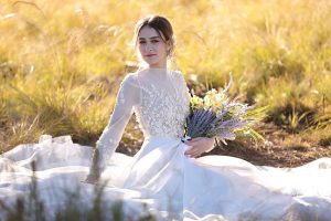 House of Maganda bridal session with bride in flower wedding dress - Photo: Tiffany Hudson Films
