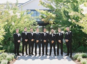 Napa Wedding classis shot of bridal party groom with groomsmen in black suits - O’Malley Photography