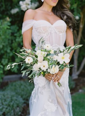 Napa Wedding romantic white and greenery wedding bouquet- O’Malley Photography