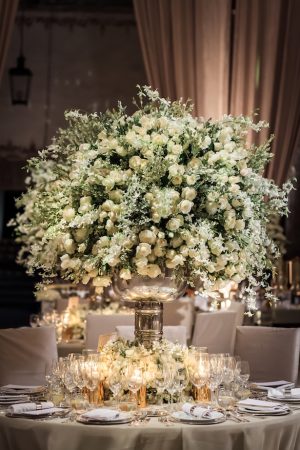 Opulent Luxury Wedding centerpiece with h white flowers - Photography: Vincent Zasil