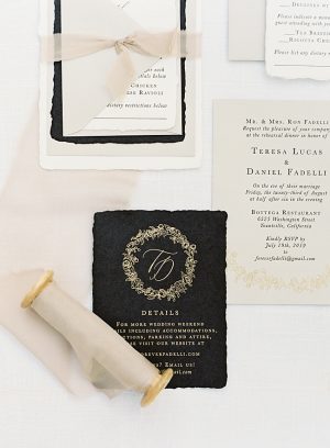 Unique black and white wedding invitation suite - O’Malley Photography