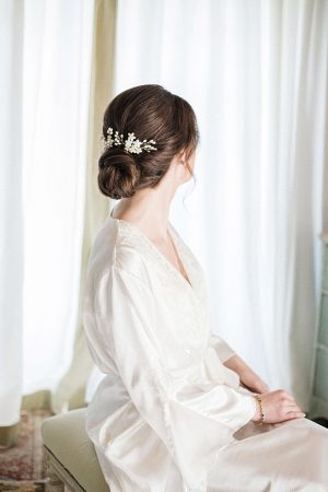 Classic bridal updo with jeweled pin - Purewhite Photography