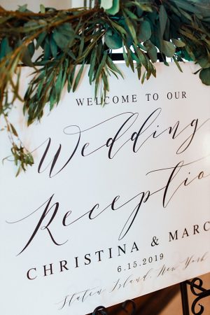 Country Club Wedding reception white calligraphy welcome sign - Photography: NST Pictures
