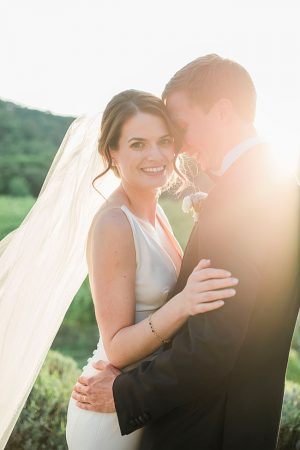 Tuscany Wedding photo of bride and groom at sunset - Purewhite Photography