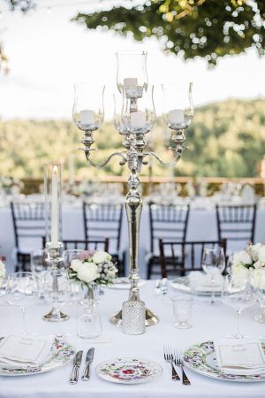 Tuscany Wedding reception place setting decor with candleabra - Purewhite Photography