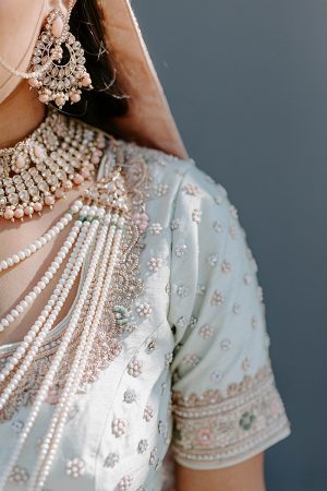 Modern South Asian Lehenga Wedding dress with beading -- Foolishly Rushing In Photography