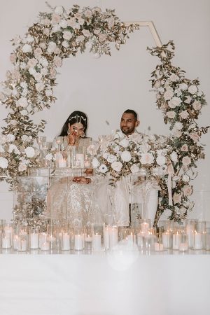 Modern South Asian Wedding sweetheart table for speeches- Foolishly Rushing In Photography
