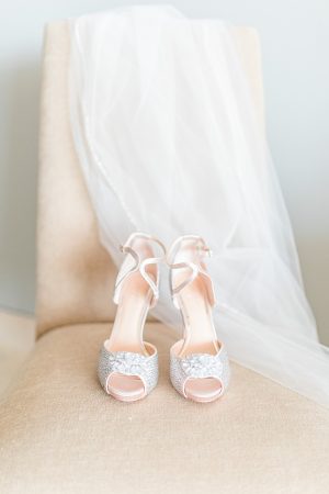Tall silver wedding heels with sparkle and veil for bride - Photography: JBJ Pictures