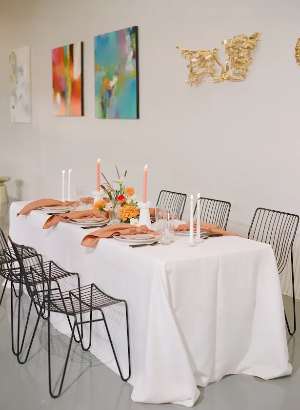Fall modern wedding table decor - Sunshower Photography