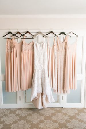Long rose gold bridesmaid dresses and wedding gown - ARTE DE VIE Photography