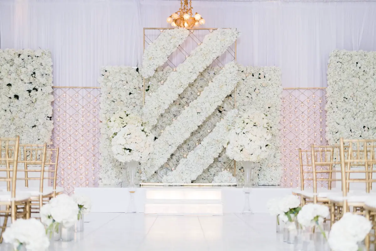 Luxury white floral wedding ceremony decor - Photography: Pharris Photos