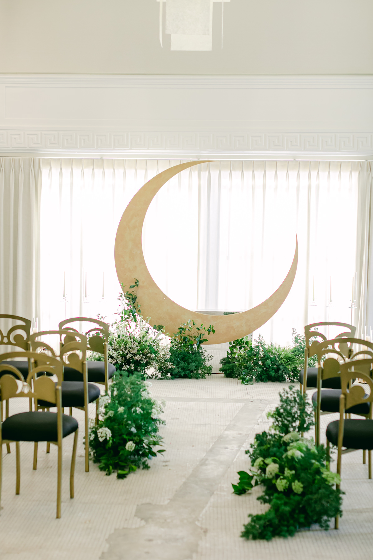 Modern Celestial Wedding Ceremony with Moon arch - Lily Tapia Photography