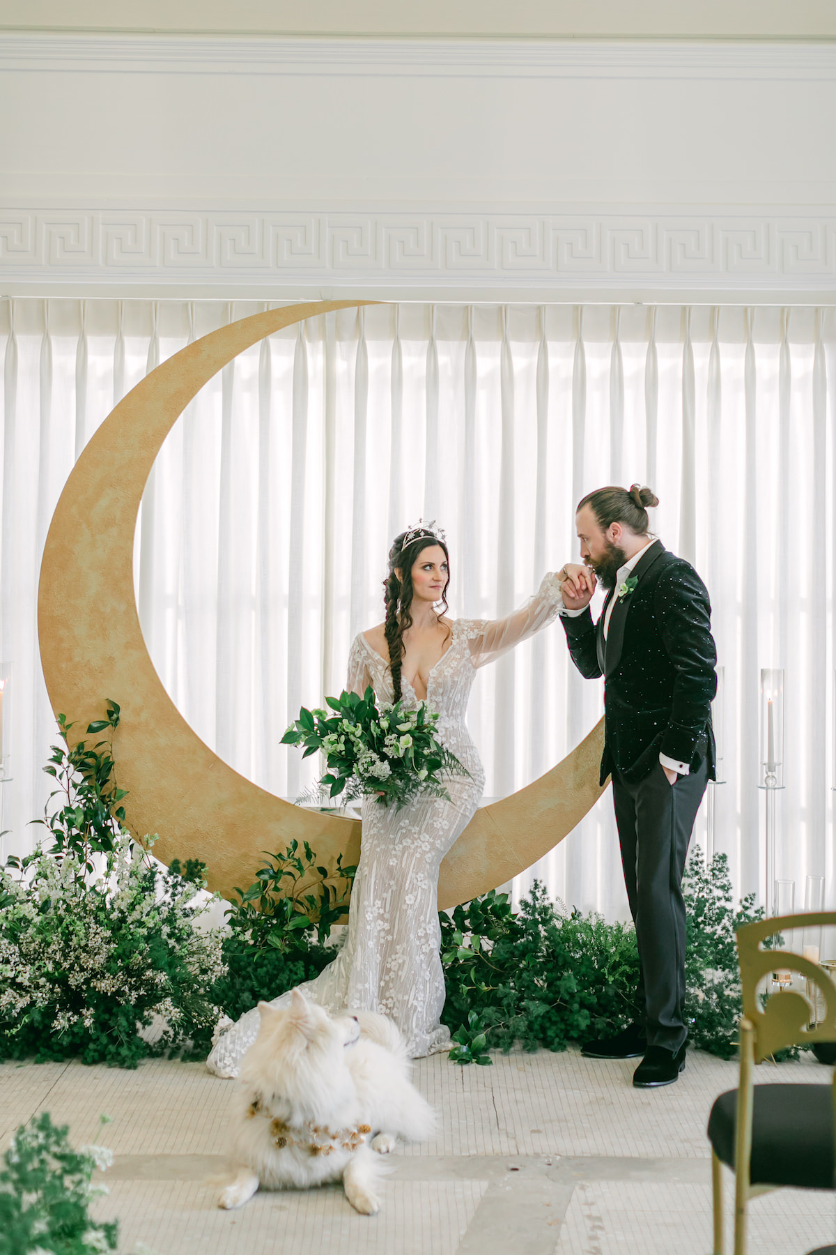Modern Celestial Wedding Ceremony with Moon arch - Lily Tapia Photography