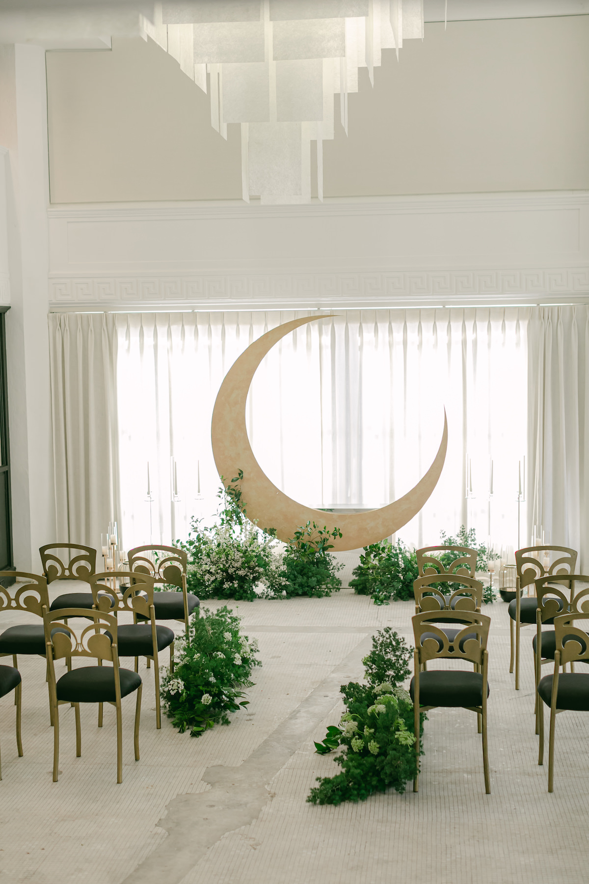 Modern Celestial Wedding Ceremony with Moon arch - Lily Tapia Photography