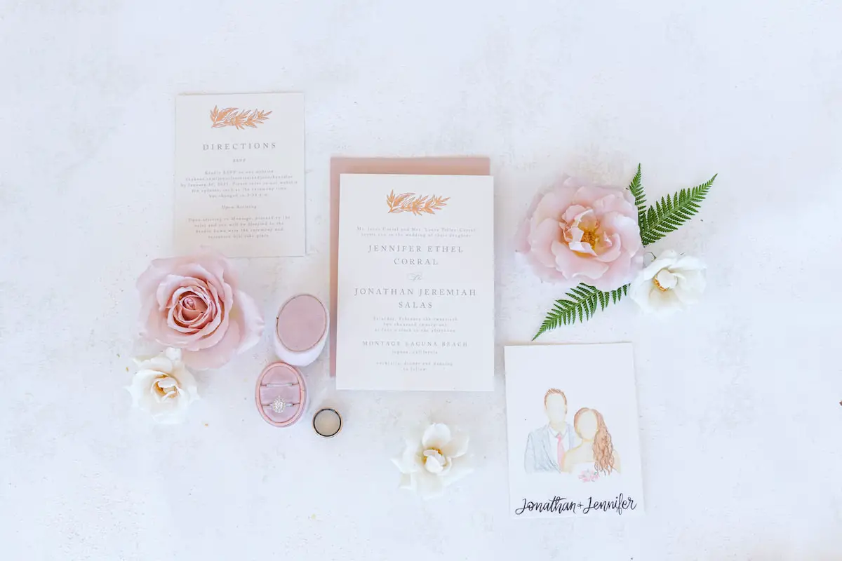 Blush and white romantic wedding invitations - Holly Sigafoos Photo