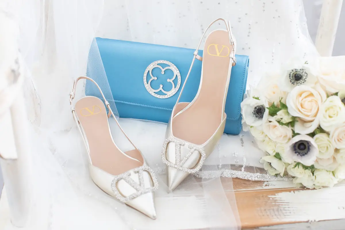 something blue wedding shoes and purse - The Mrs Clutch