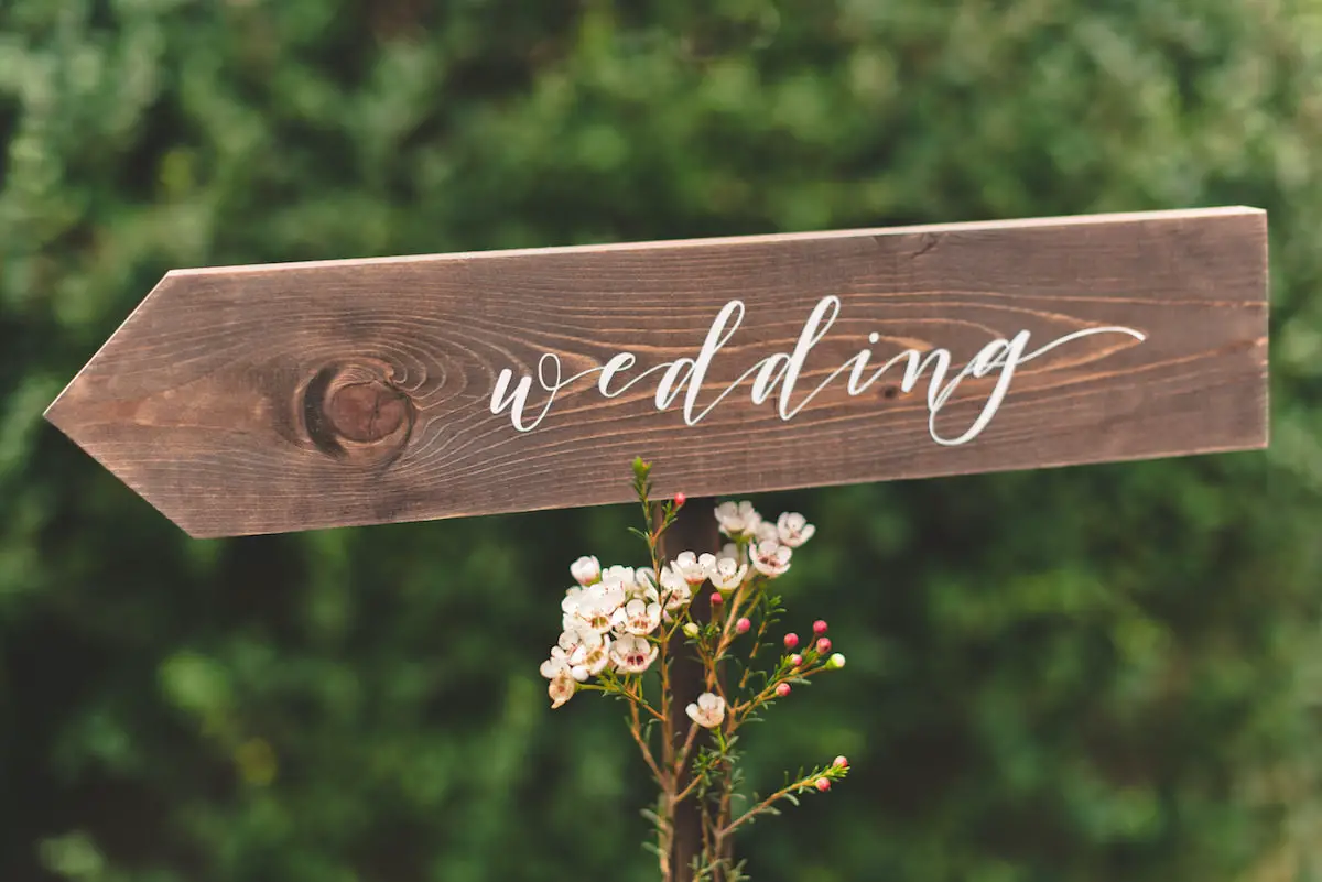 Directional Wood Wedding Signs