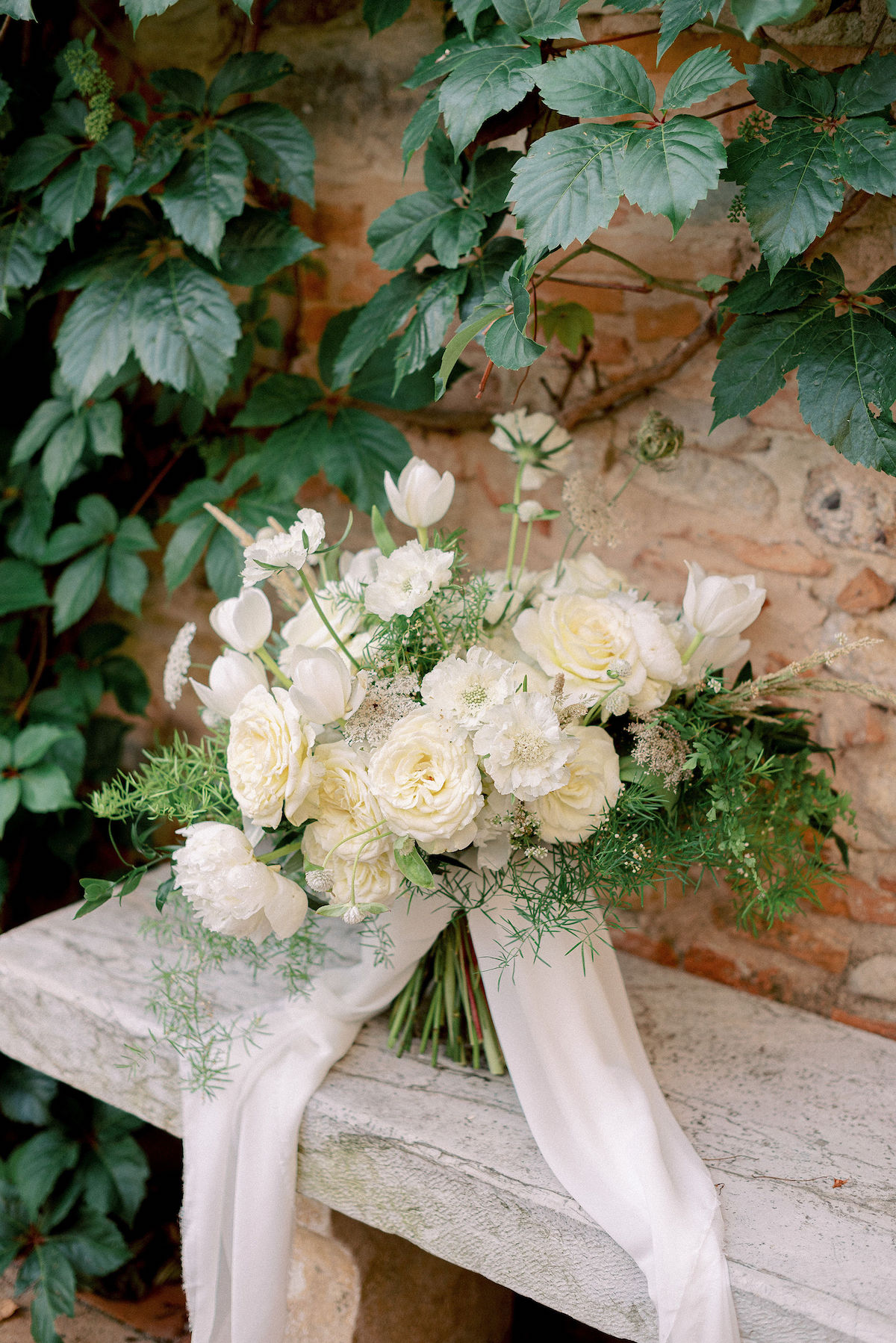 Elegant Wedding Bouquet with White Flowers - Linda Nari Photography
