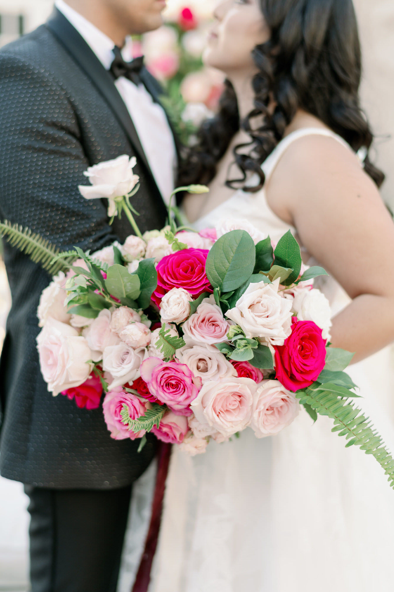 Pink classic wedding bouquet with roses - Peony Park Photography