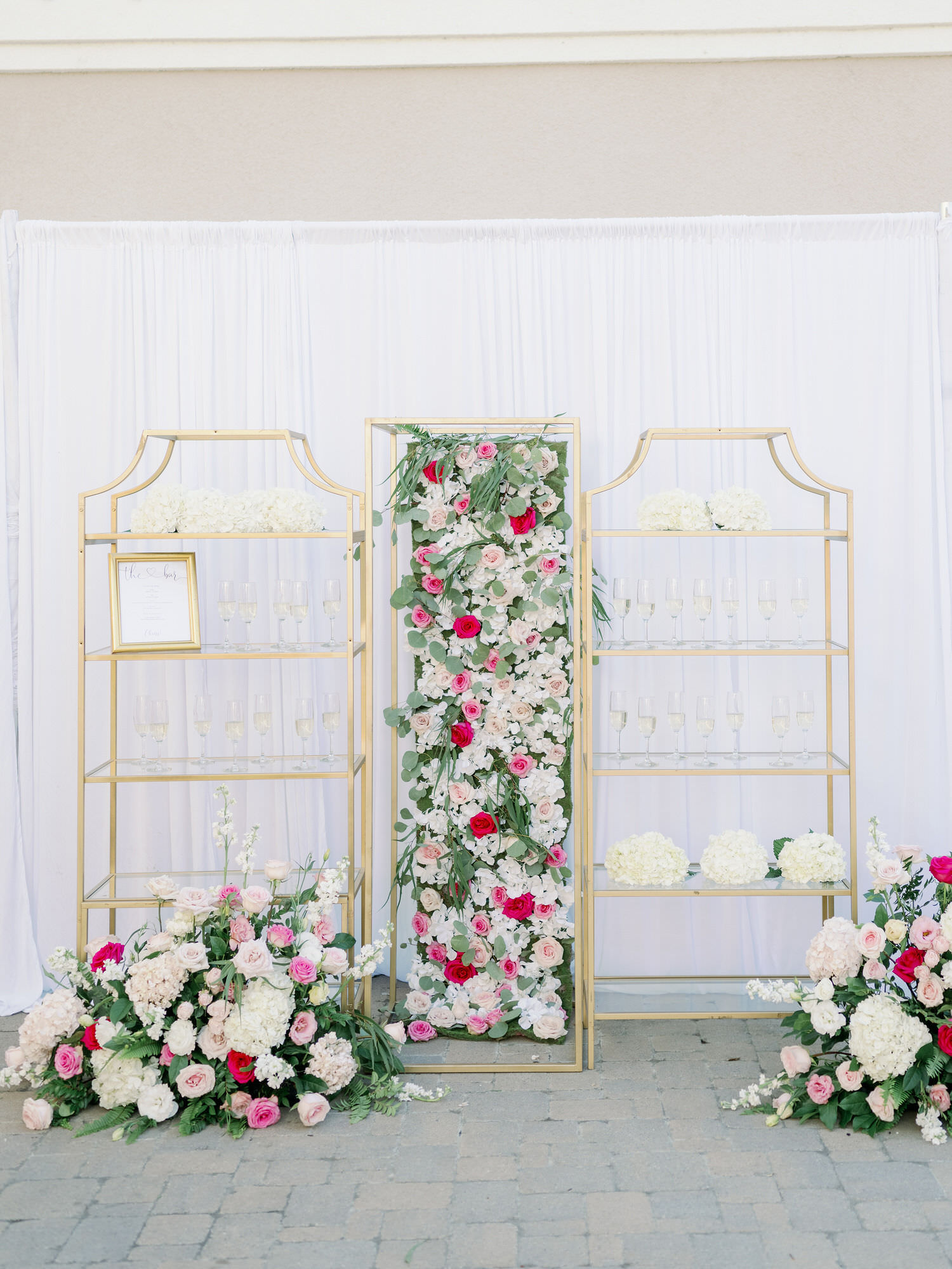 Wedding champagne display for wedding reception - Peony Park Photography
