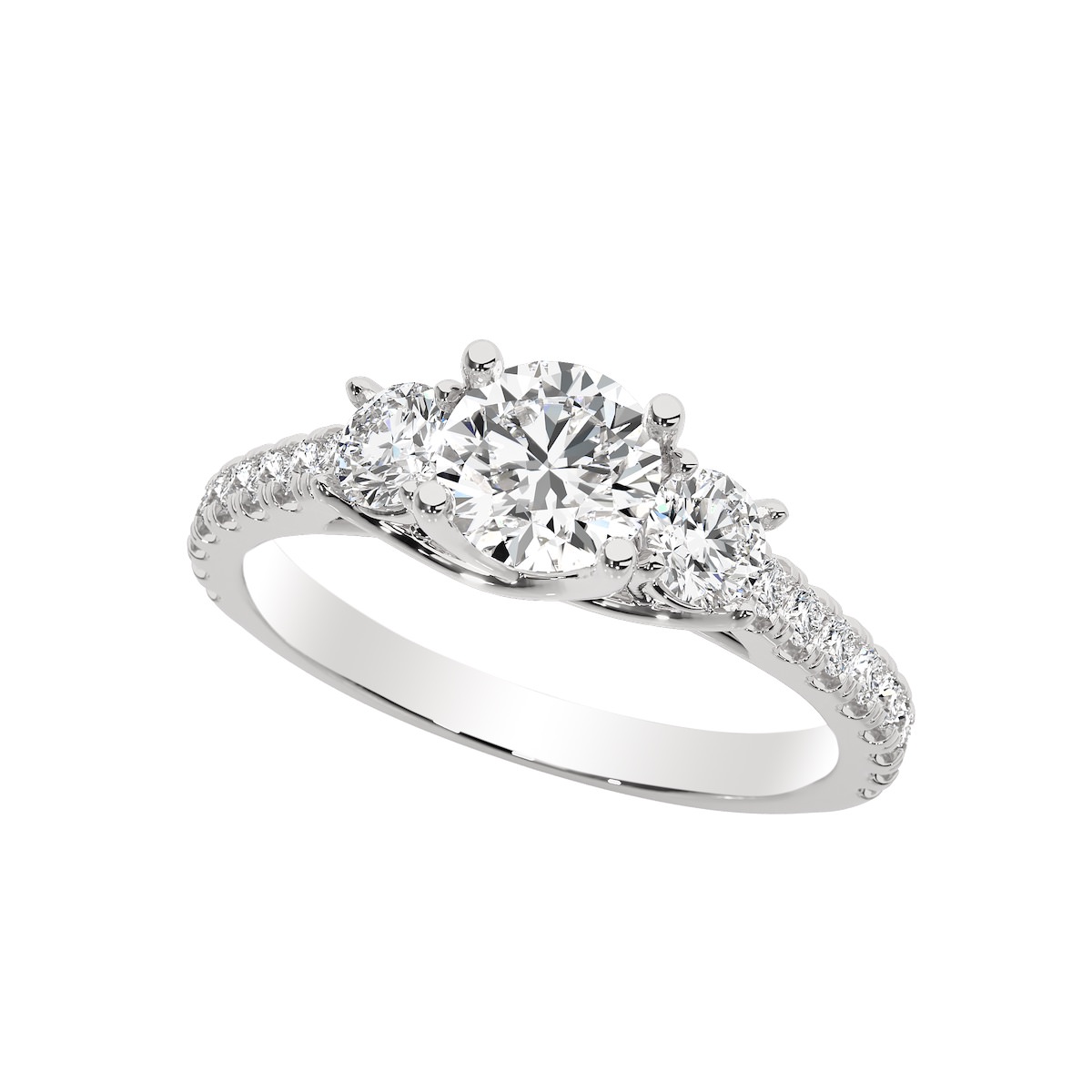 Lab Grown Diamond Engagement Ring by LovBe - White Gold Vintage Three Stone