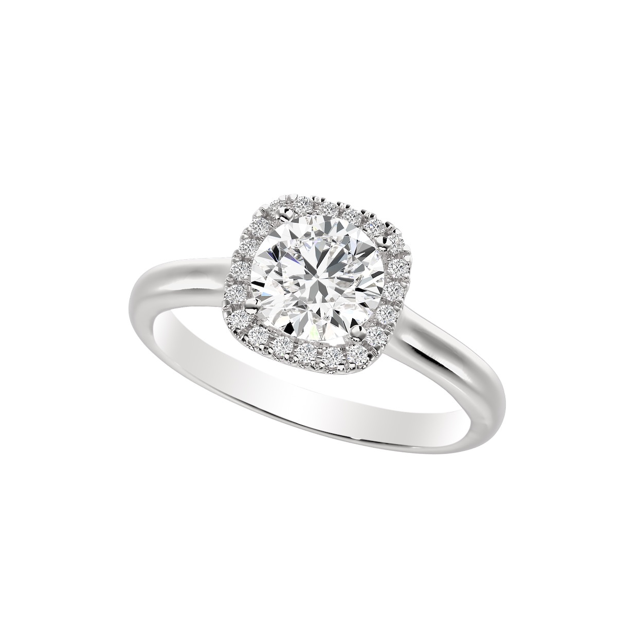 Lab Grown Diamond Engagement Ring by LovBe - Platinum Cushion Cut Halo