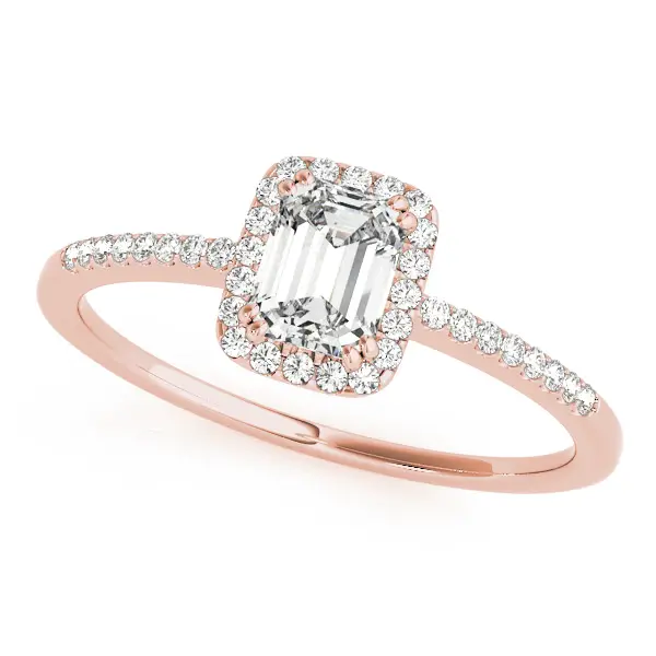 Lab Grown Diamond Engagement Ring by LovBe - Rose Gold Emerald Cut Halo