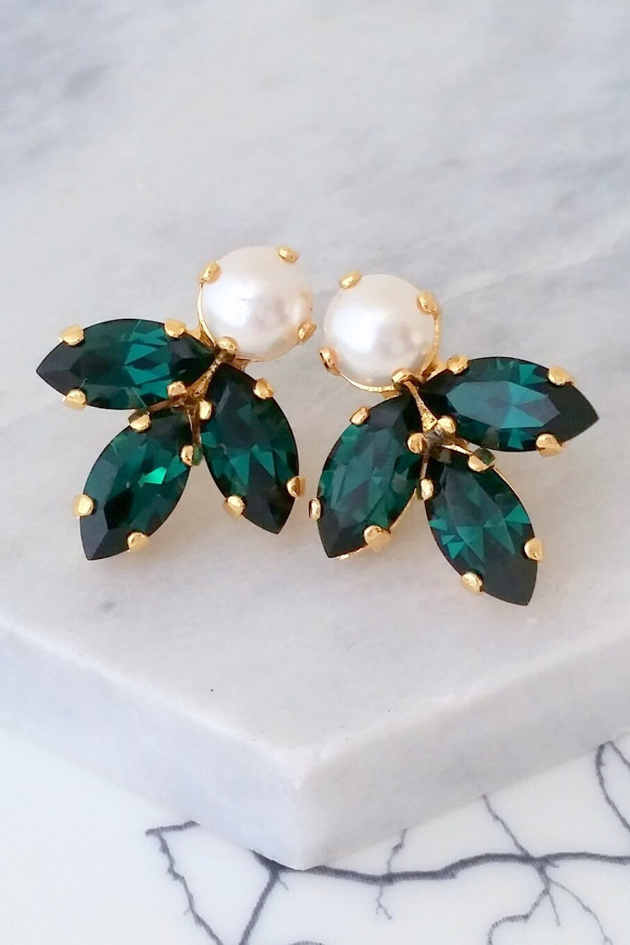 Emerald Green Bridal Earrings - fall wedding colors -16