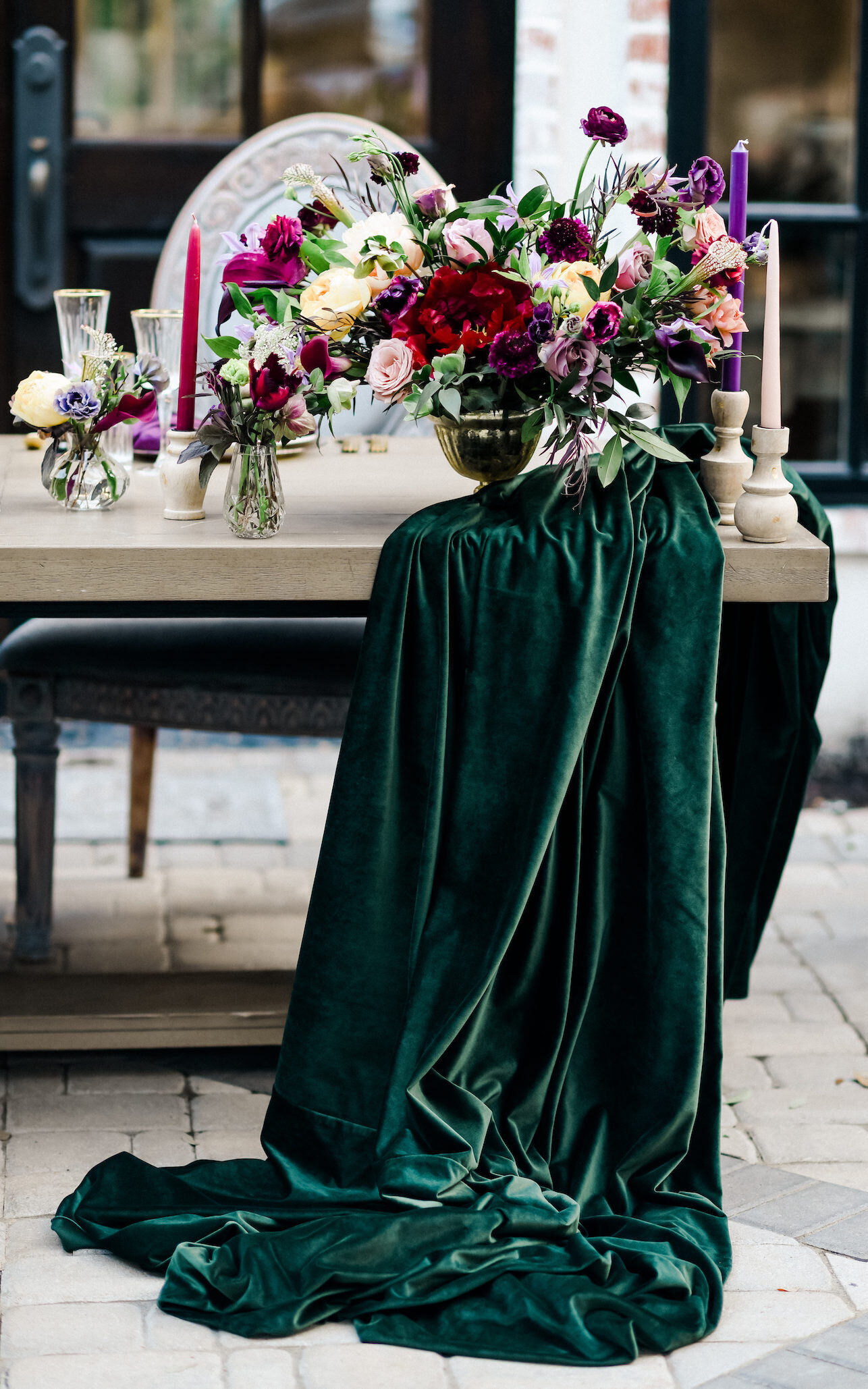 Forest Green Wedding Table Decor - fall wedding colors - Rachel Driskell Photography