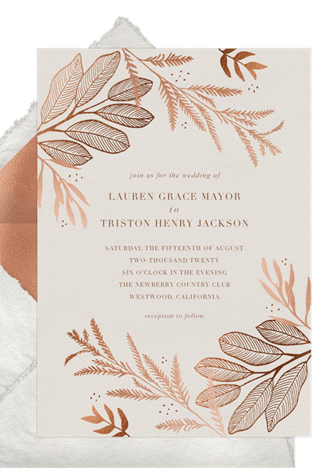 Neutral fall wedding colors Invitation - Greenvelope