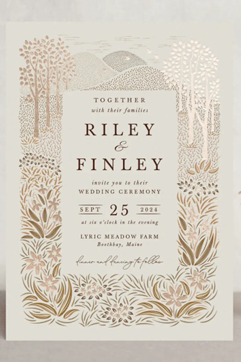 Neutral fall wedding colors Invitation - Minted