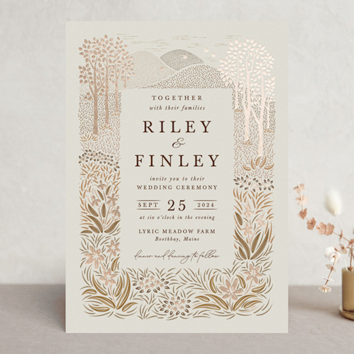 Neutral fall wedding colors Invitation - Minted