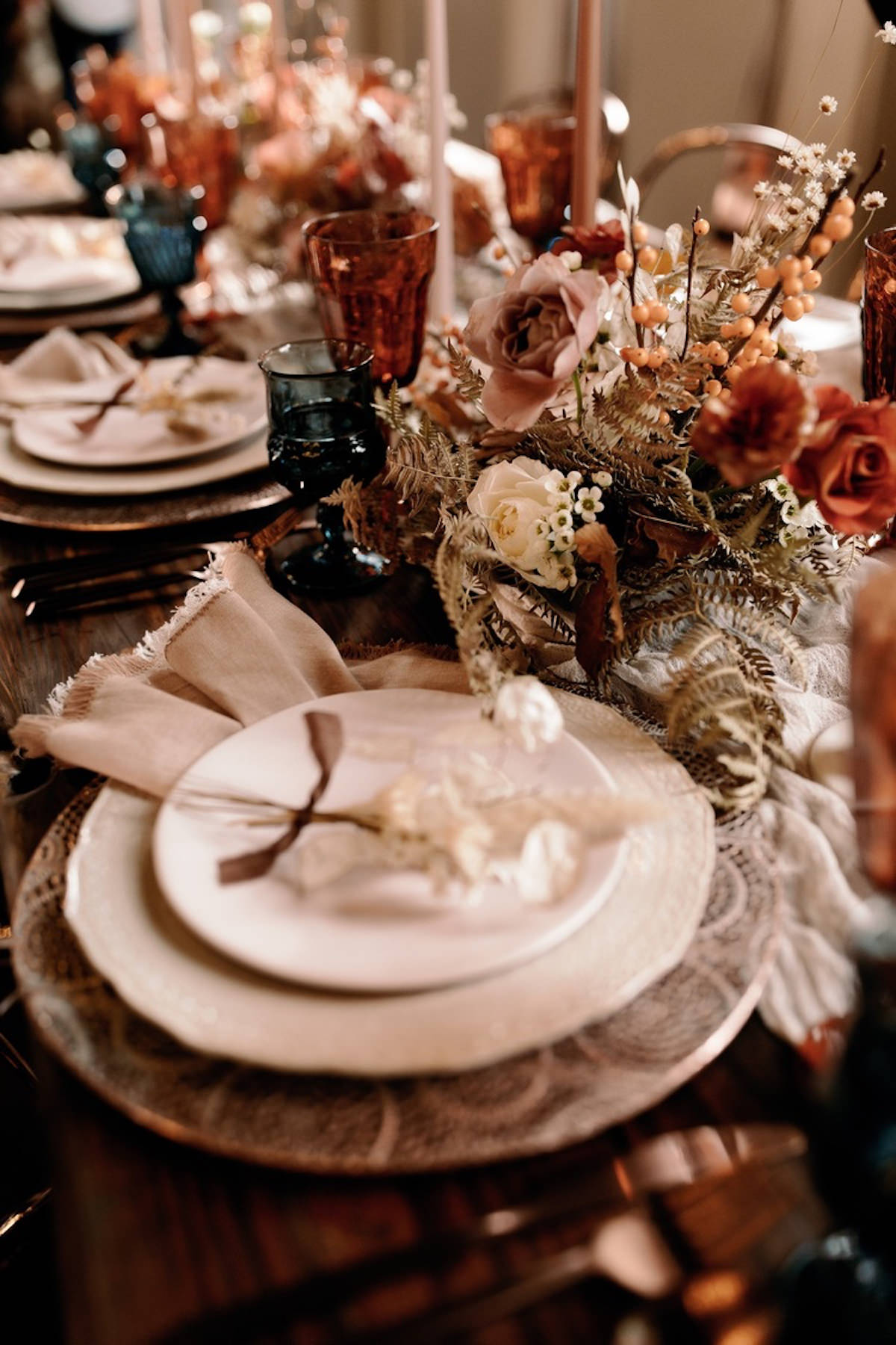 Terracotta Wedding Table Decorx - fall wedding colors -  -Monique Serra Photography