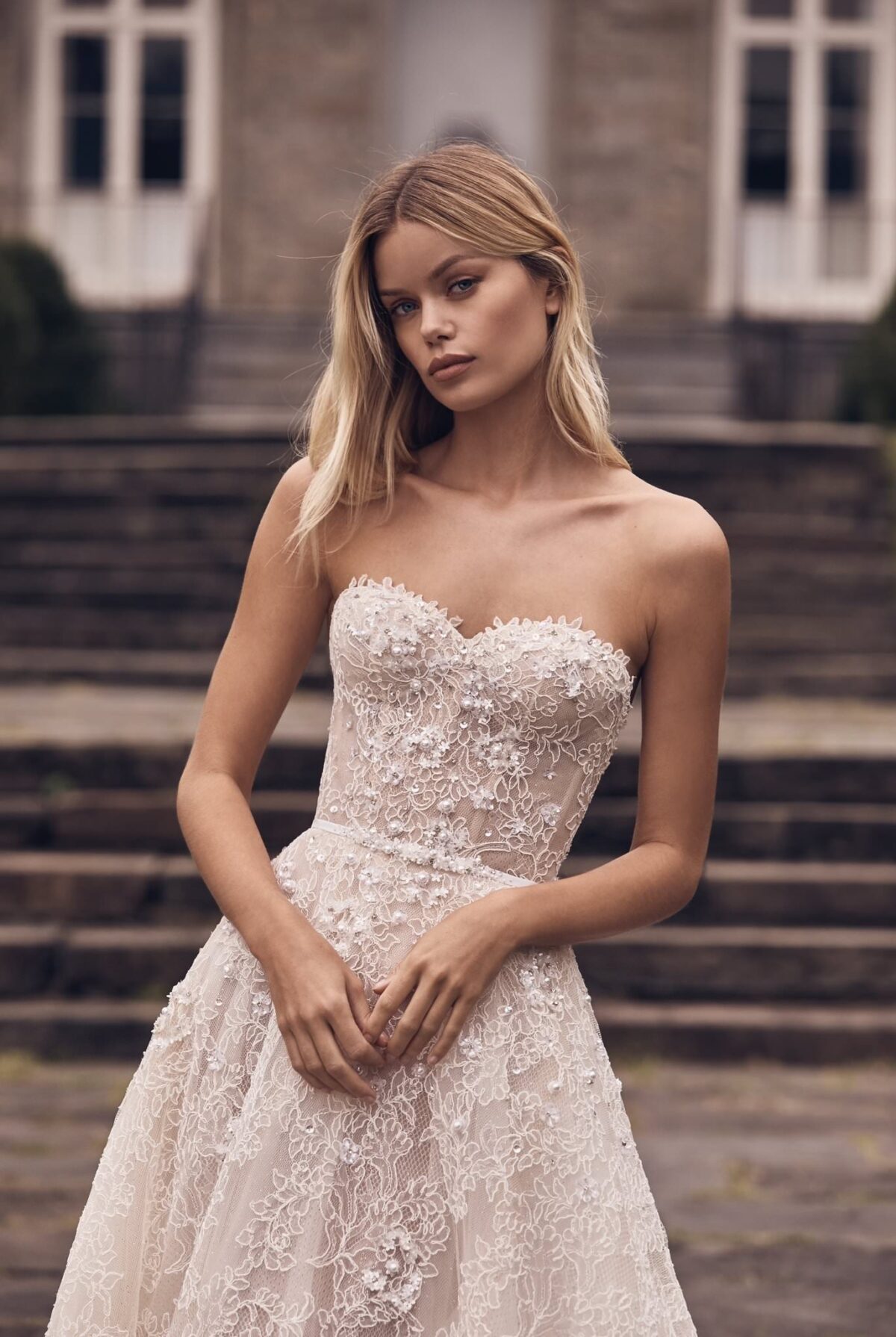 Wedding Dress With Pearls by Lee Petra