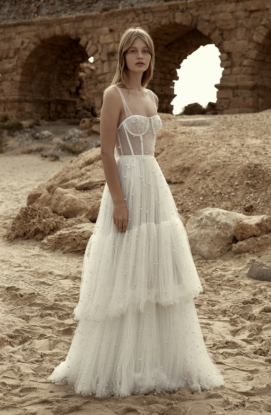Wedding Dress with Pearls by Dana Harel