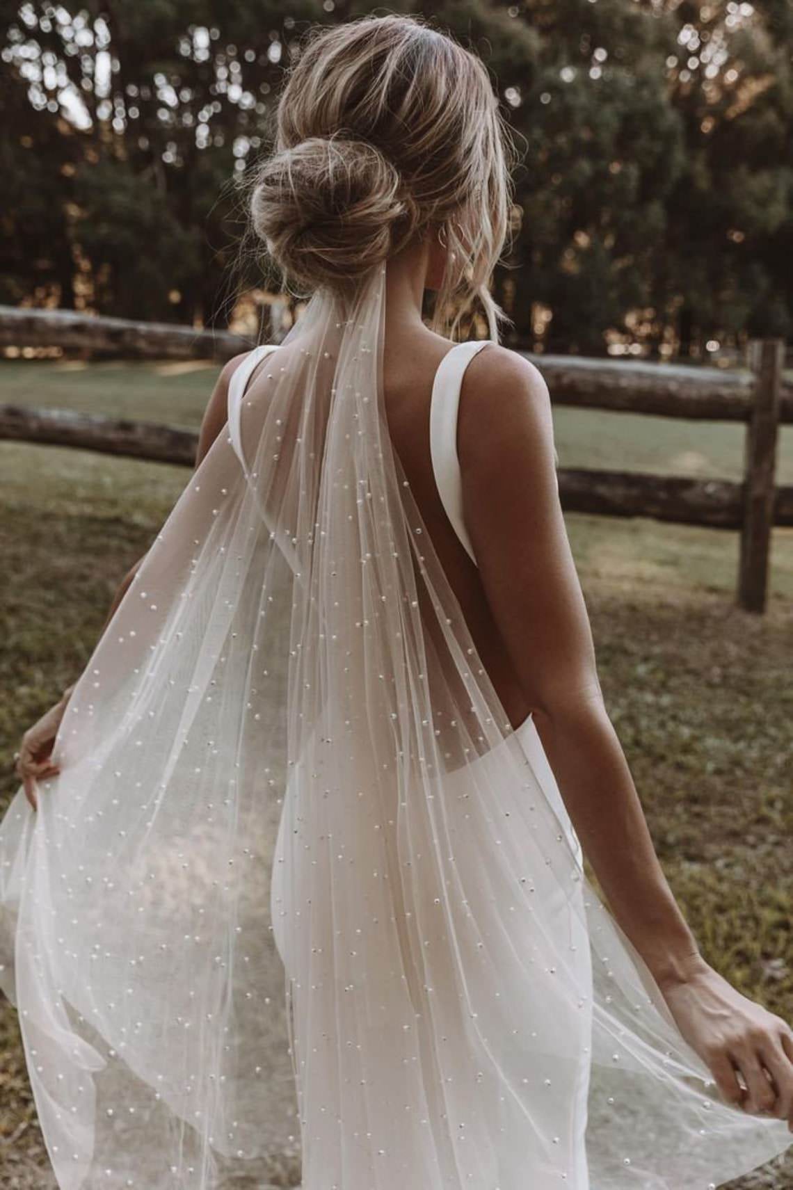 2022 Wedding Trend pearl bridal veil - ATDress