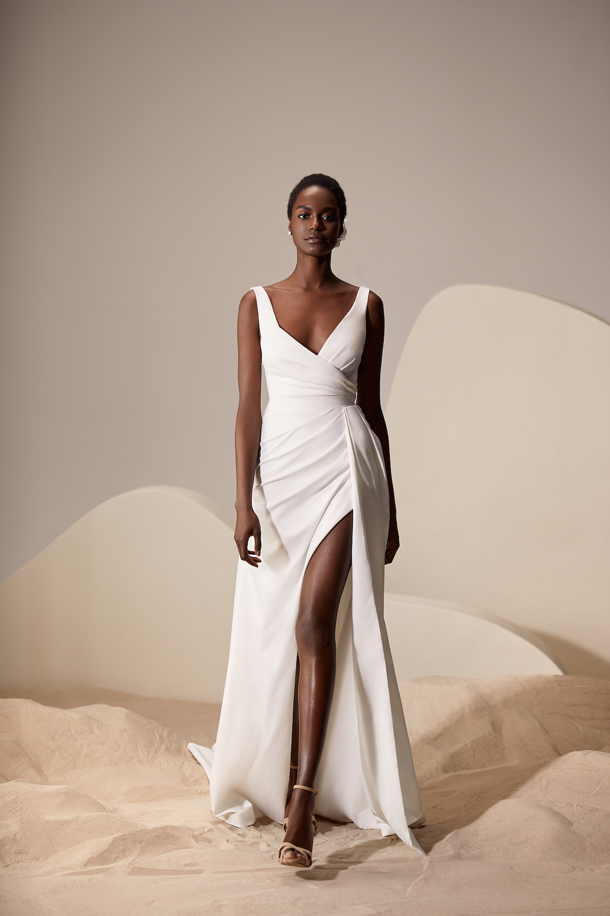High slit Wedding Dress by Milla Nova - Zosia white lace
