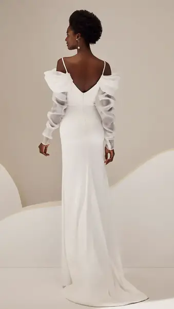 shopalbina2022 Long Crystal Dress in White 42
