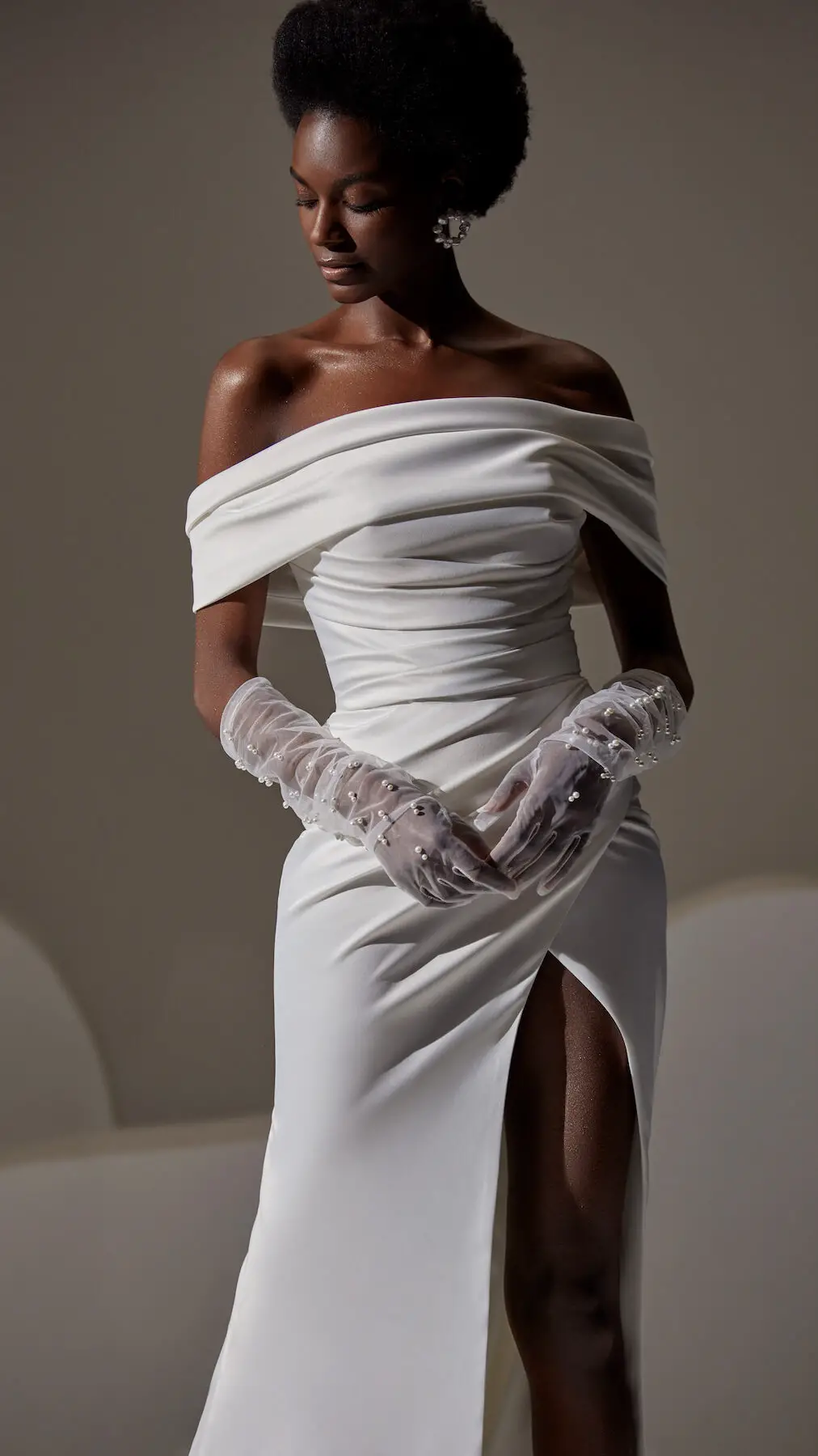 Modern Wedding Dress by Milla Nova - Azaria white lace