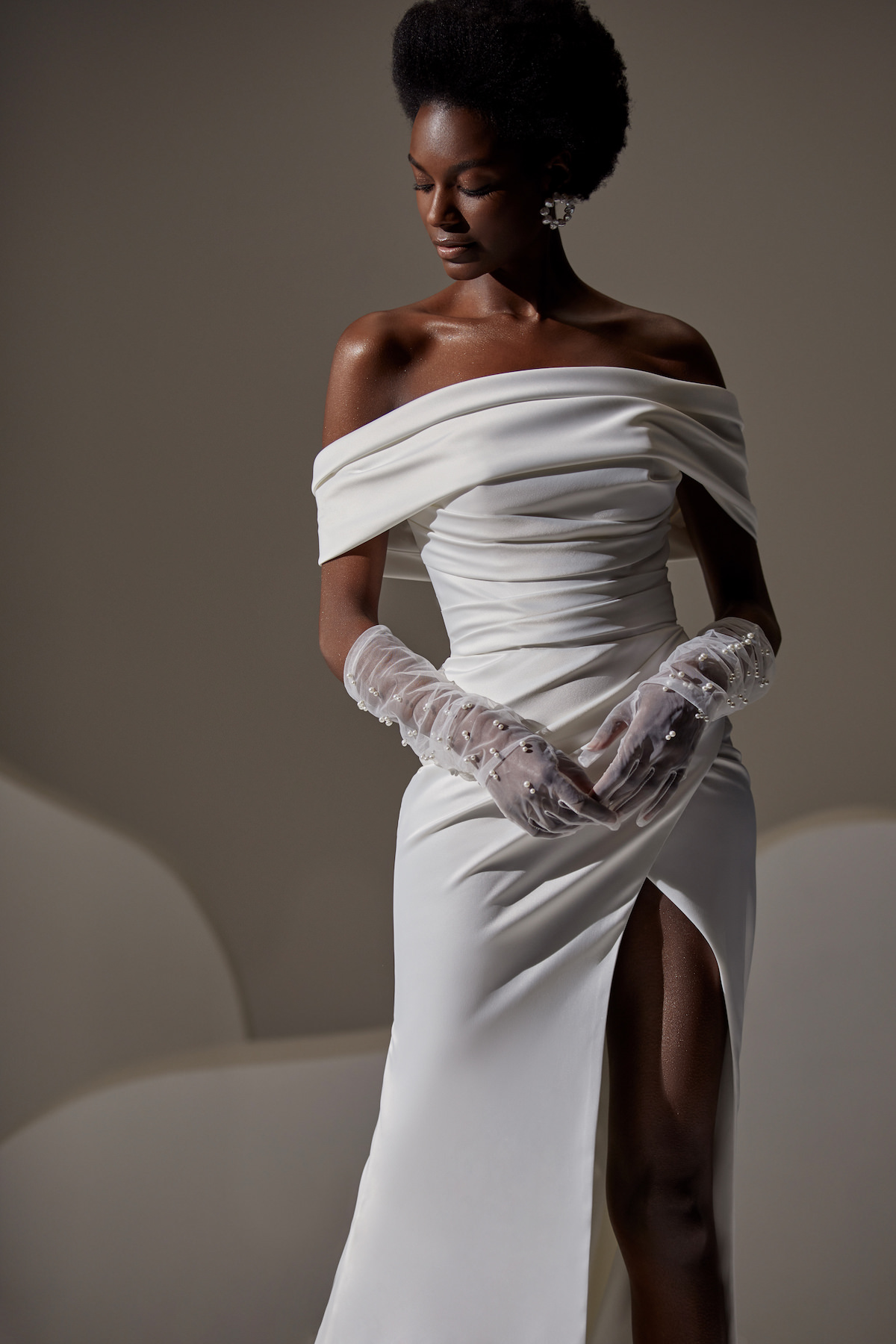 Modern Wedding Dress by Milla Nova - Azaria white lace